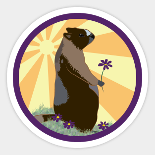 Marmot with flowers Sticker